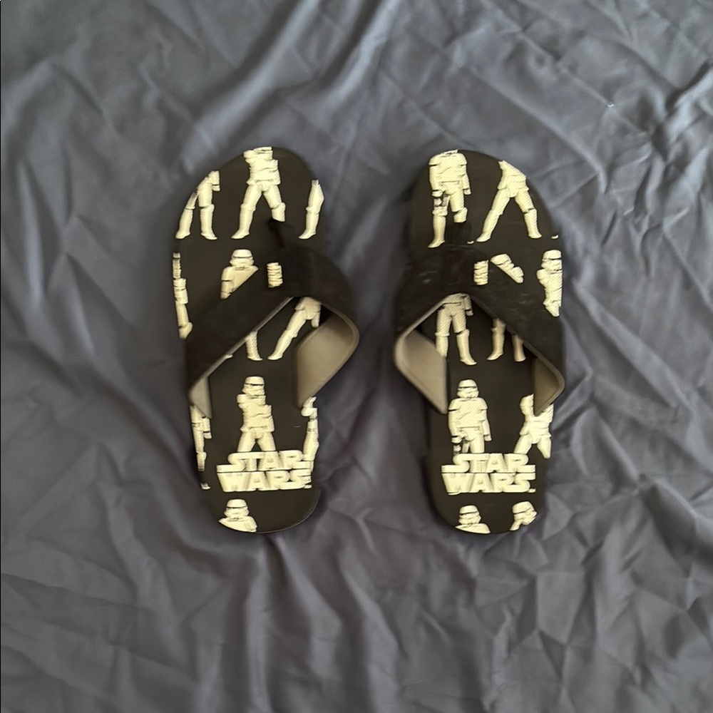 Star Wars Black and White Flip-Flops with Iconic Design